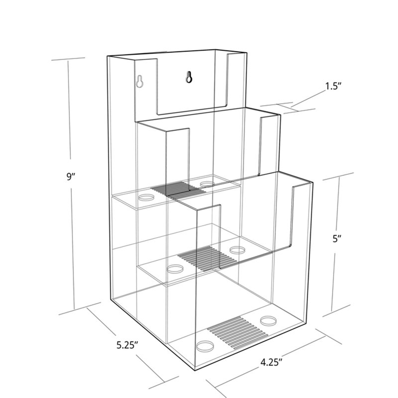 Nine-Pocket Three-Tier Revolving Trifold Brochure Holder