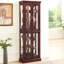Armoire vitrée avec dossier en miroir et 6 tablettes réglables en verre H 70 po