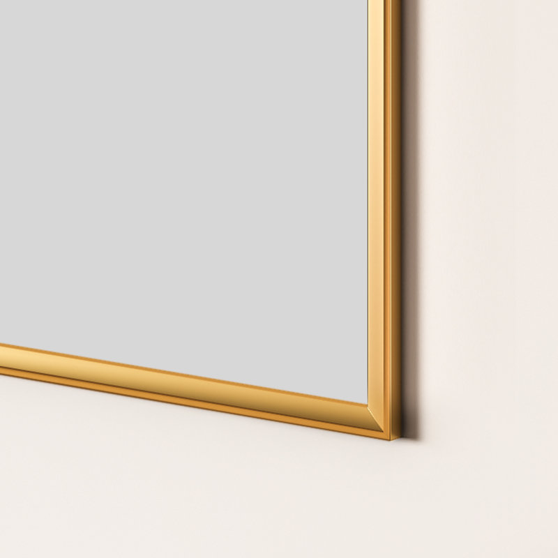 Elegant Sassi 24" Brushed Gold Aluminum Rectangular Vanity Mirror