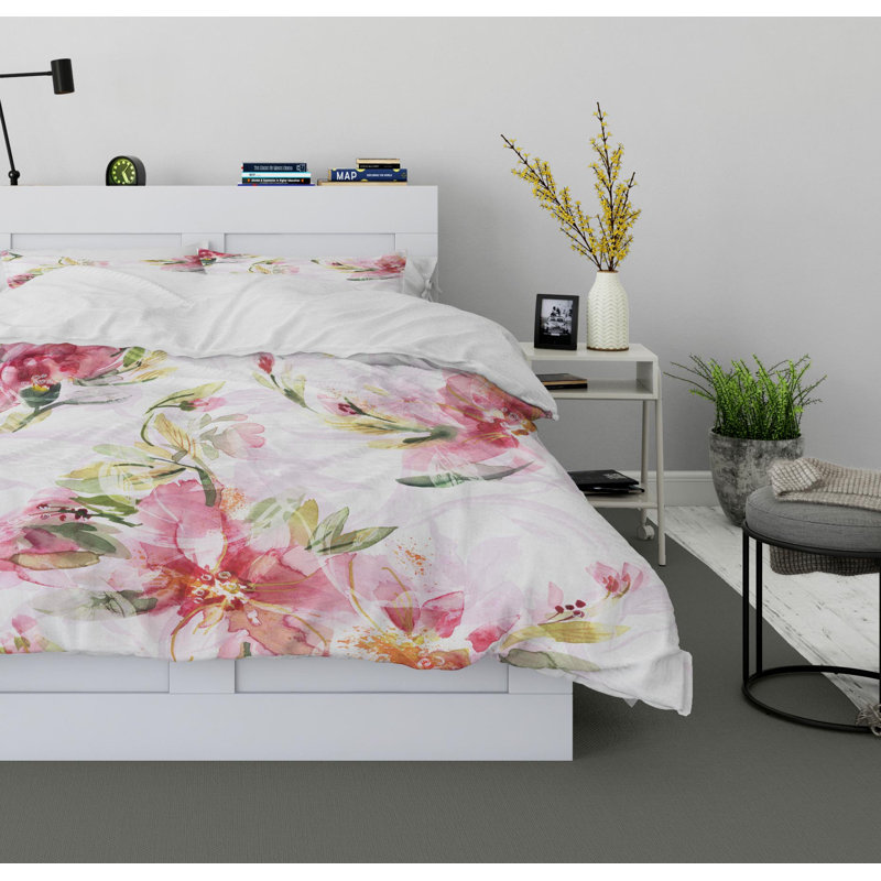 Sweet Pink Polyester Twill Duvet Cover, King Duvet Cover + 2 Pillow Cases