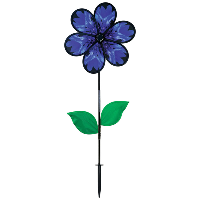 13.5" Bachelor Button Spinner with Leaves