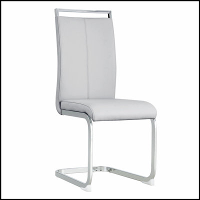 Chaises de salle à manger modernes à haut dossier avec pieds en métal en forme de C, revêtement en tissu Leathaire confortable pour une utilisation polyvalente dans la salle à manger, la cuisine et le bureau (ensemble de 4, brun)