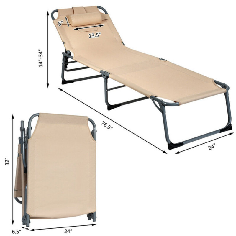 Chaise longue inclinable Saenz, Beige