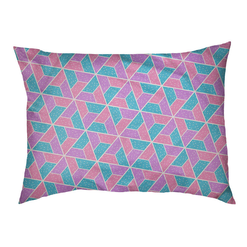 Coussin pour chien Byrge Trapezoids, Grand (l 40 po x P 30 po x H 32,5 po), Turquoise / mauve / rose