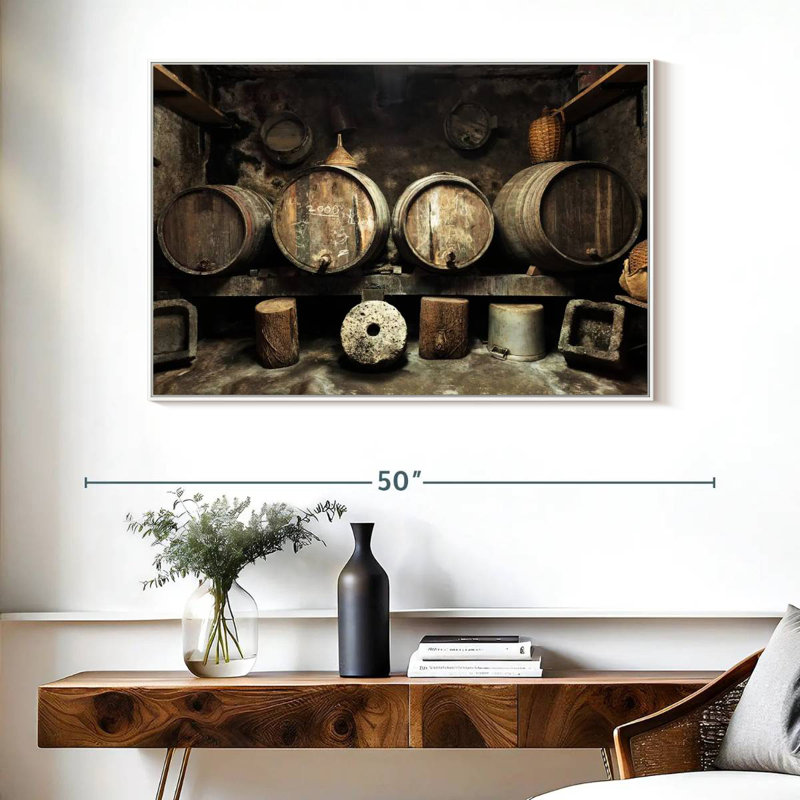 Vieille cave à vin, Cadre flottant blanc, 40 po x 27 po