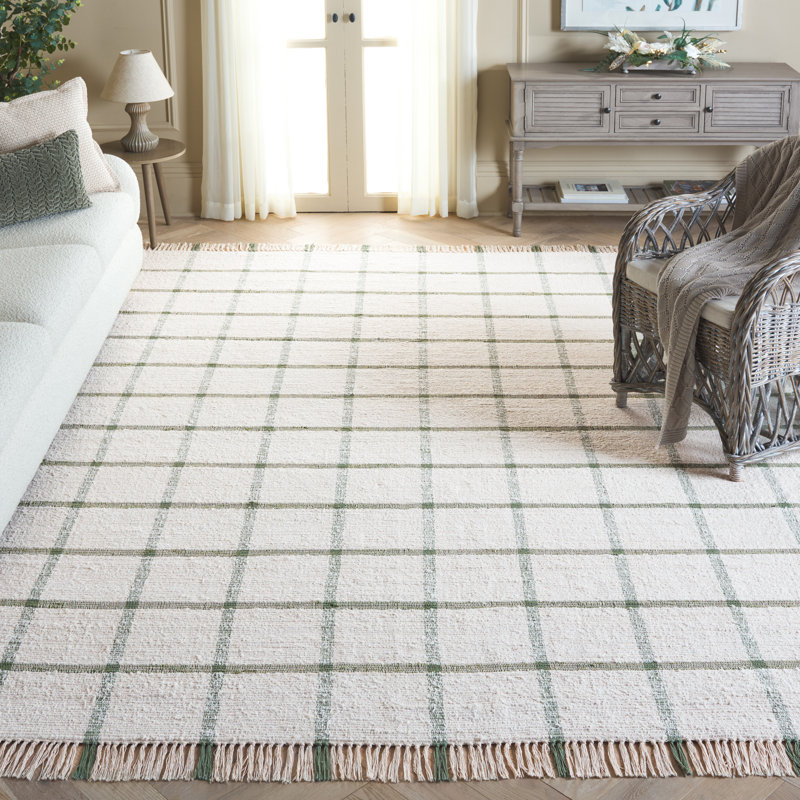Tapis en coton recyclé tissé à la main Nuriye, Rectangulaire 8 pi x 10 pi