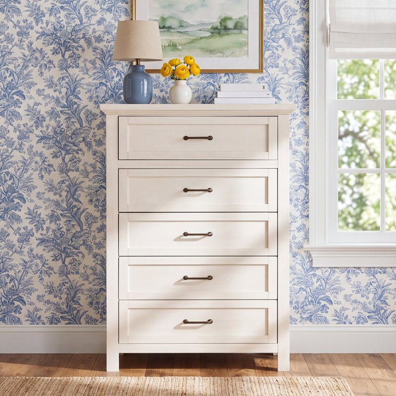 Aceline 5-Drawer Chest, Brushed White