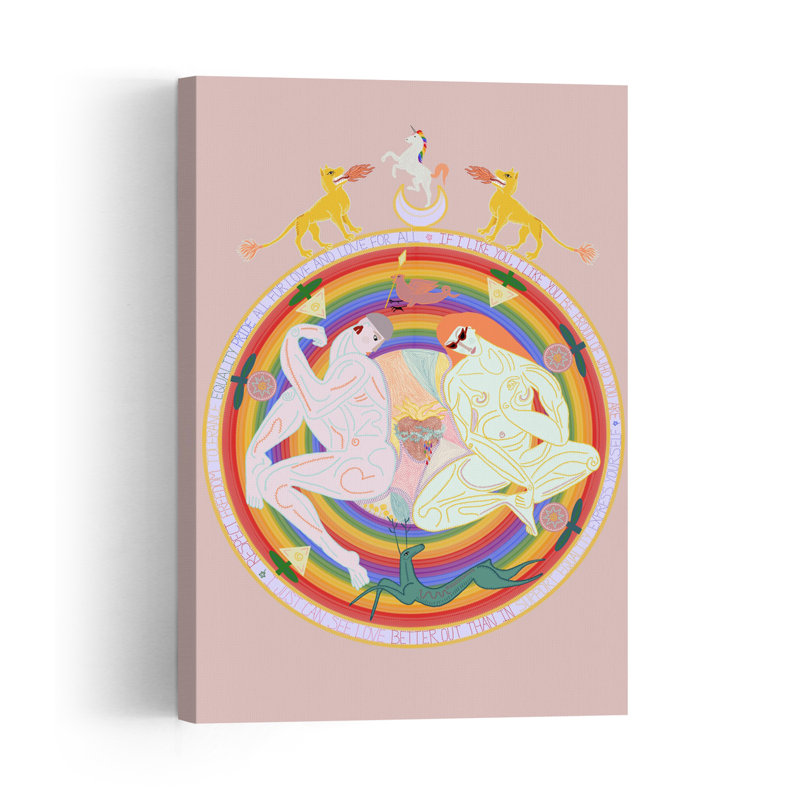 Pride Colorful Modern Mystical Lion Landscape Nature Wall Art Print by Jota De Jai - Wrapped Canvas Print