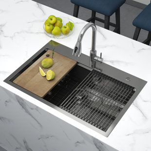 33" L x 22" W Drop-In Single Bowl Stainless Steel Kitchen Sink