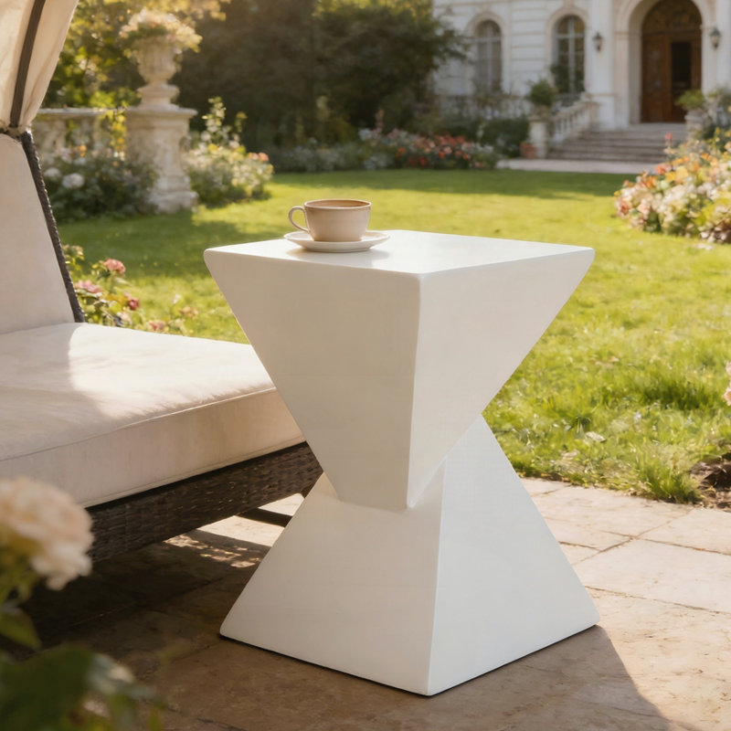 Outdoor Side Table, White