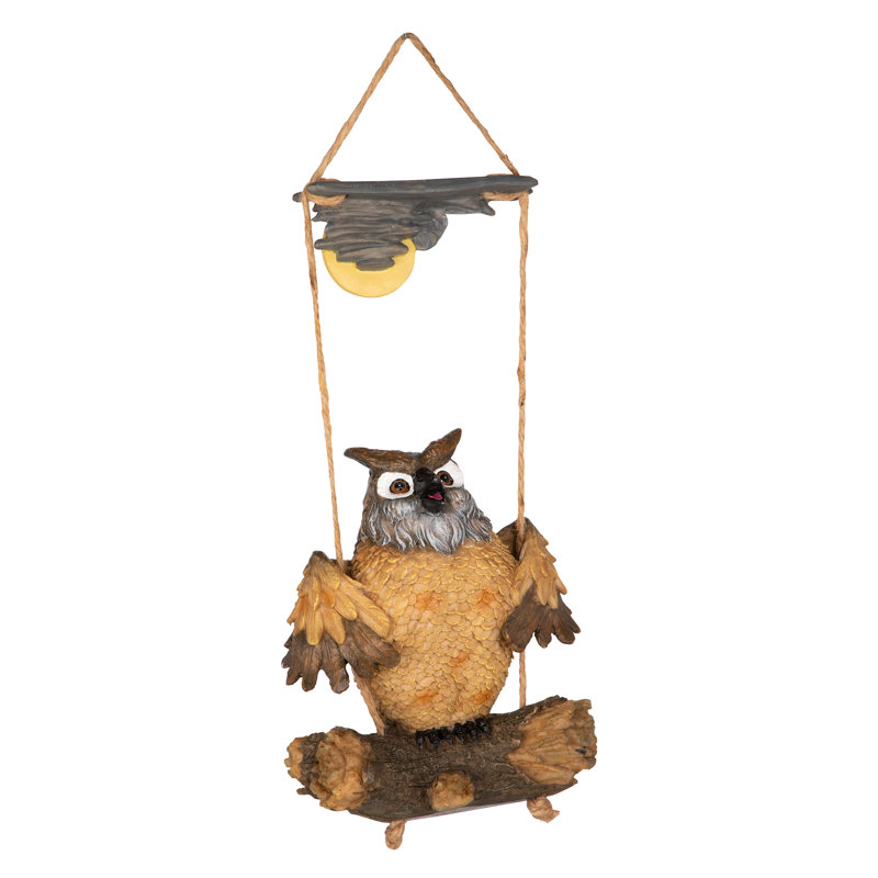 Howie the Hoot Owl Swinging Resin Sculpture for Halloween