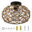 Semi-Flush Mount Ceiling Light with Rattan Shade