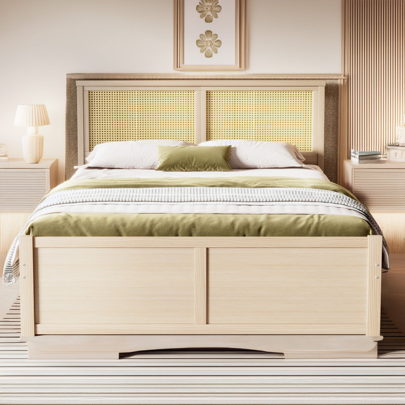 Bertka Platform Storage Bed, Antique Natural, Queen