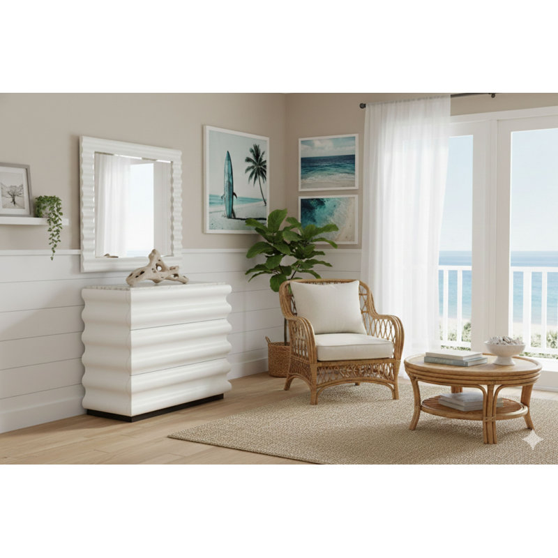 Commode et miroir Marielle - blanc