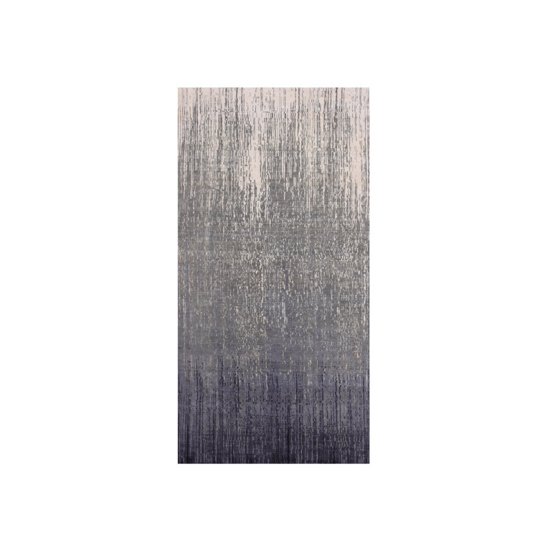 Tapis de couloir large en laine noué à la main 6 pi 1 po x 12 pi 1 po gris foncé