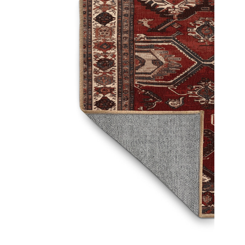 Machine Washable Persian Brown Area Rug, Round 7'