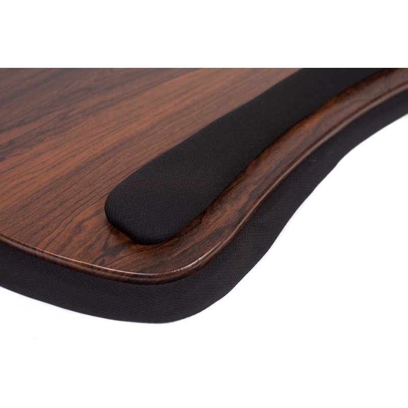 Oversized Brown and Black Wood Lap Desk with Memory Foam Cushion and USB Light
