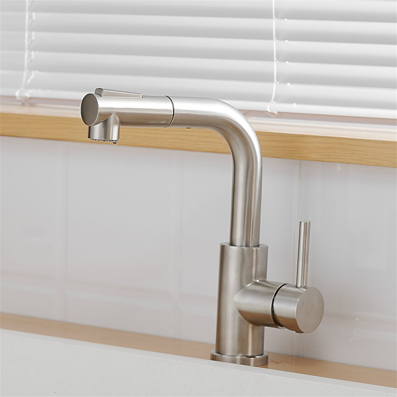 Brushed Nickel Single Handle Pull Down Kitchen Faucet with Ceramic Disc Valve