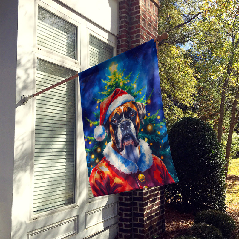 Chocolate Poodle Christmas House Flag, Boxer
