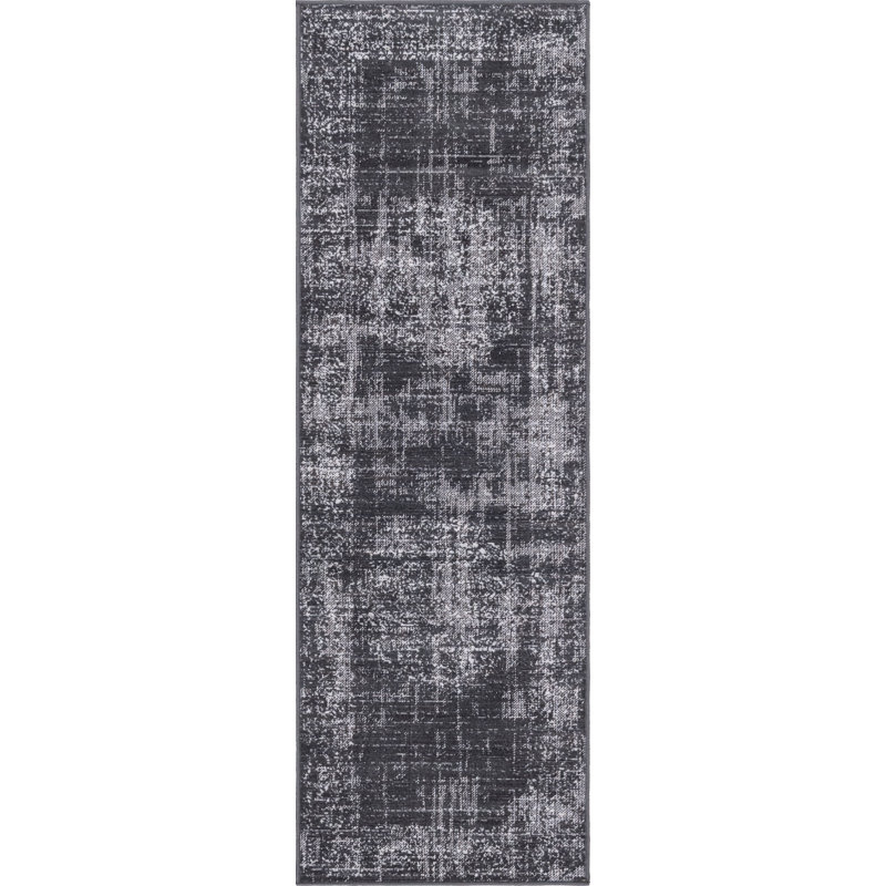 Tapis gris foncé Clevinger, Tapis de couloir 2 pi x 6 pi 1 po