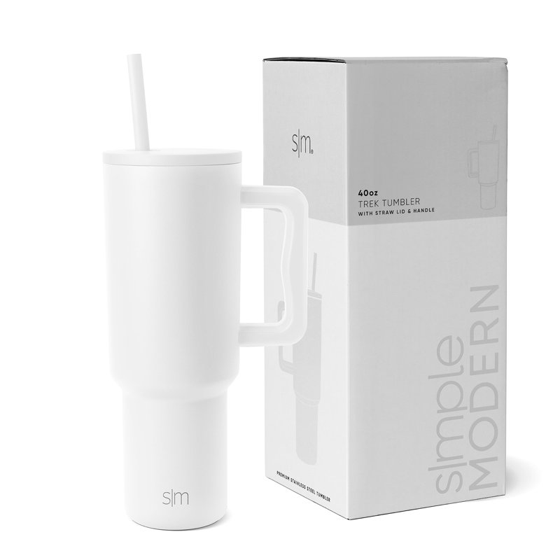 Grande tasse isotherme 40 oz avec poignée et couvercle en paille, Bleu supersonique
