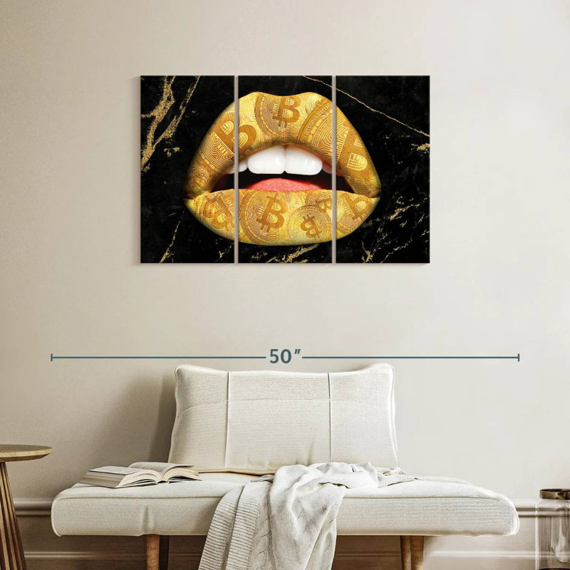 Shuttleworth Bitcoin Gold Lips, 24" H x 38" W