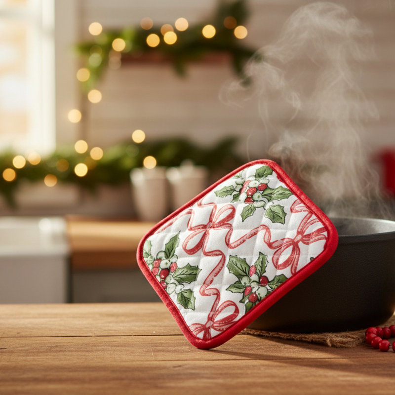 Porte-casseroles en coton Holly & Bows - Ensemble de 6