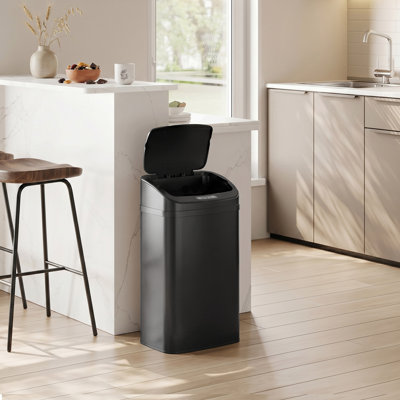 HOMCOM 48L Sensor Bin, Galvanised Steel Kitchen Bin with Automatic Close