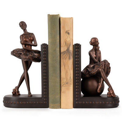 Ballet Dancer Bookends – Elegant Resin Ballet Girl Figurine Book Ends