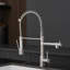 Robinet d'évier de cuisine à poignée simple, acier inoxydable, nickel brossé, pivot élégant à 360 degrés en nickel, tête de jet rétractable, design