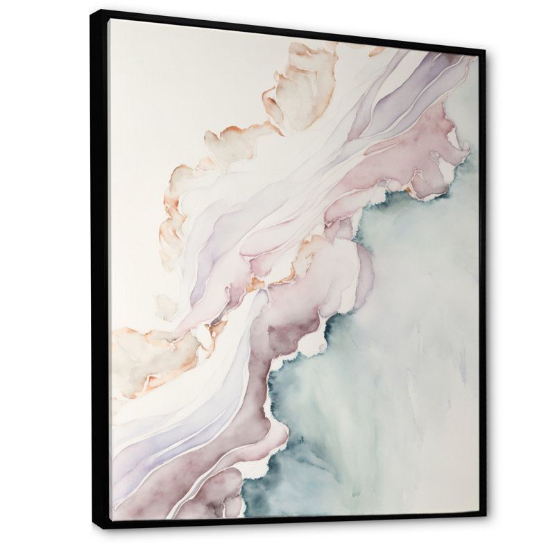 «Mystery of the Waves In Elevated Blush I», reproduction sur toile, L 12 po x H 20 po, Toile avec cadre flottant or