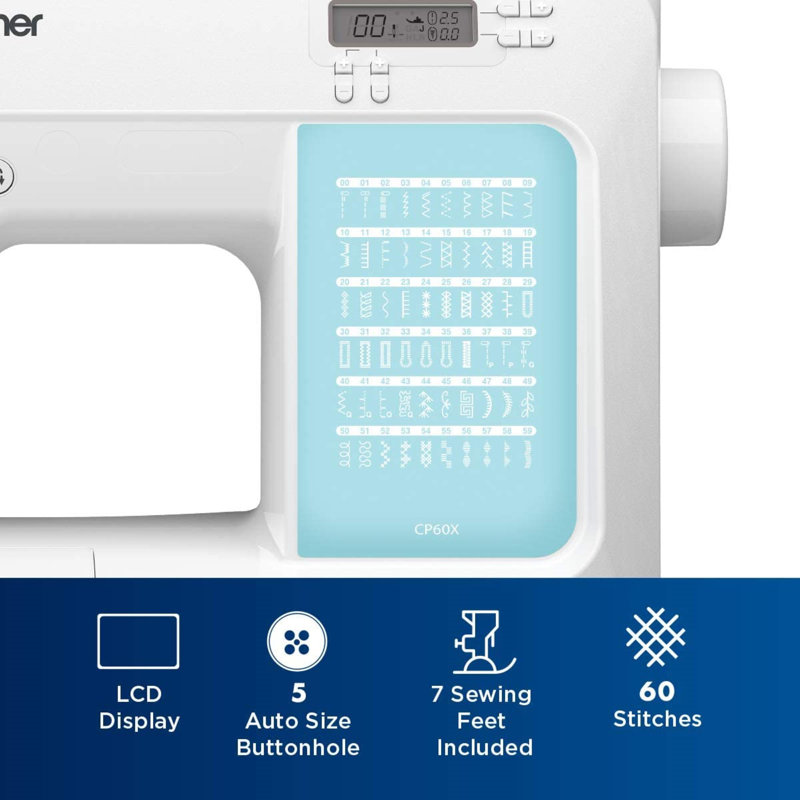 Brother CP60X White Computerized Sewing Machine with LCD Display
