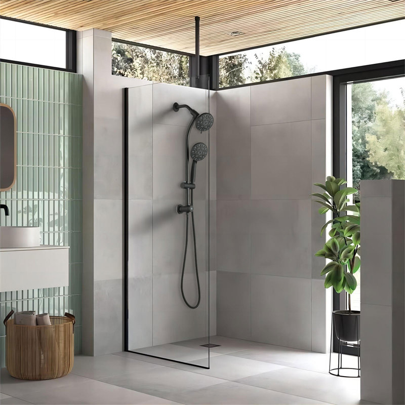Douche à pluie sans outil de 5 pouces et combiné à 7 jets avec barre coulissante ajustable de 26 po, débit double 1,8 GPM WaterSense