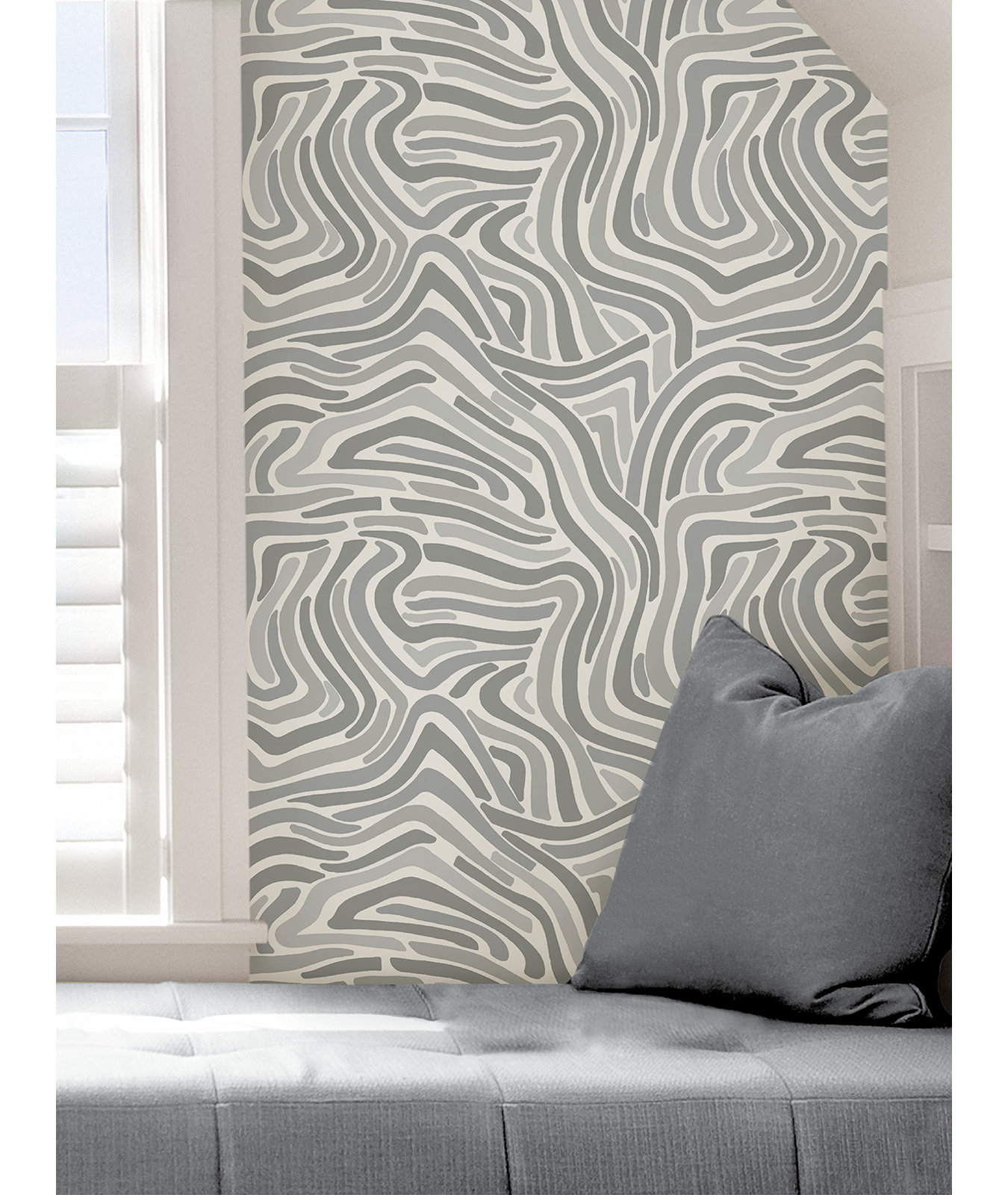 Rumley Mid-Century Peel & Stick Geometric Wallpaper, Gray