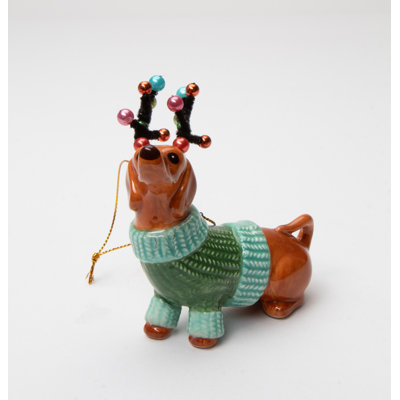 3.875'' Handmade Ceramic Hanging Figurine Ornament