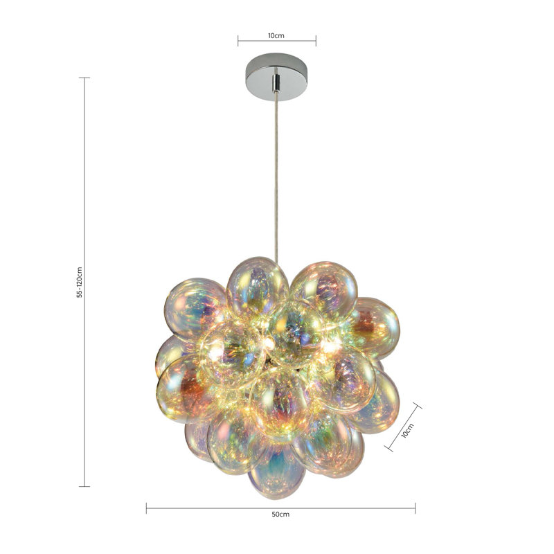 Abdurrahman 5 - Light Polished Chrome Cluster Pendant, Iridescent