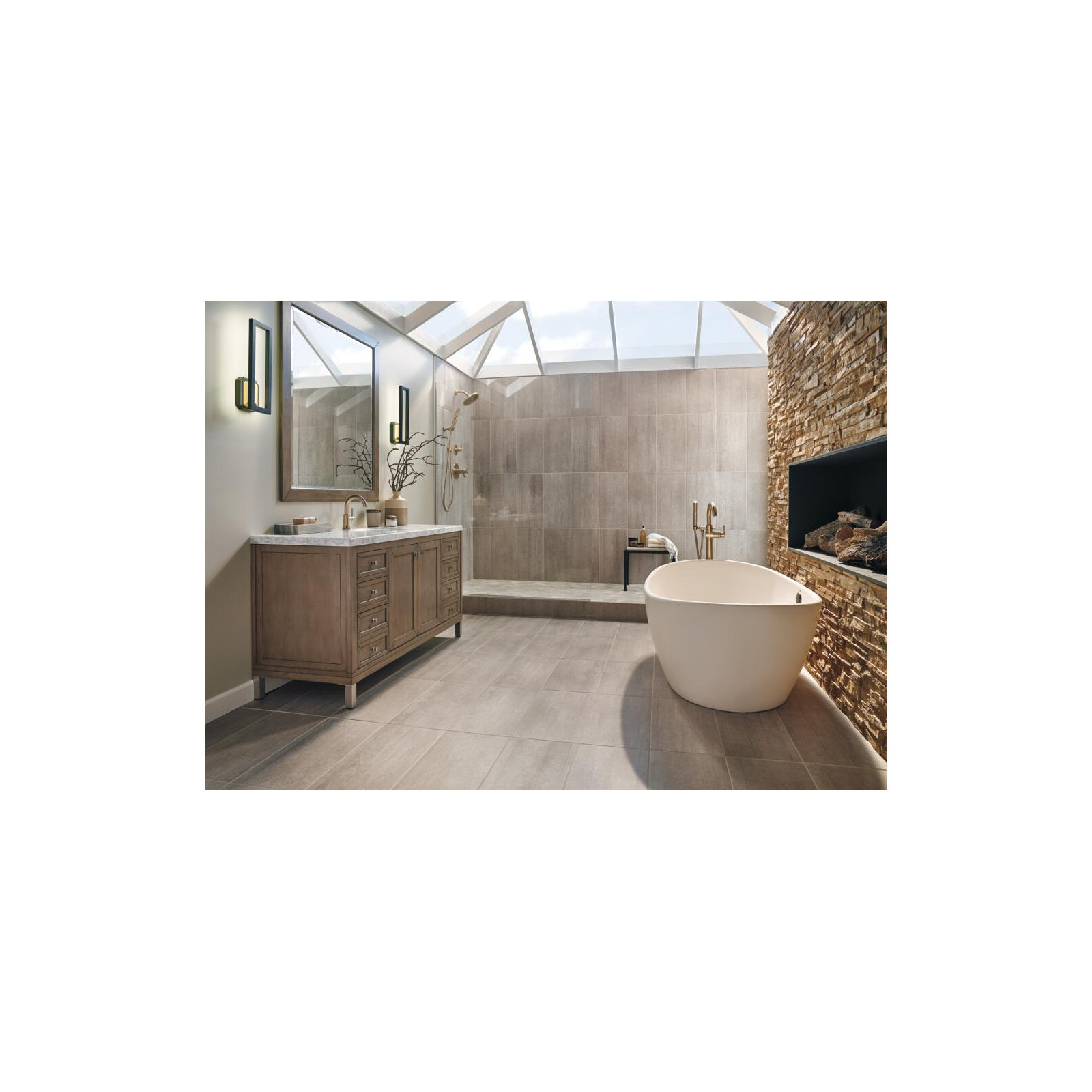 Trinsic Thermostatic Fixed Shower Head, Brilliance Champagne Bronze