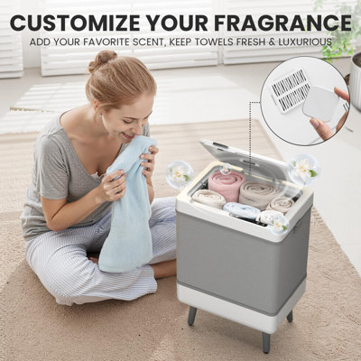 35L Large Bathroom Towel Warmer Bucket: Aromatherapy, Temp & Timer Control, Foldable, Fits 3 45"X70" Towels/Blankets, Auto Shut-Off