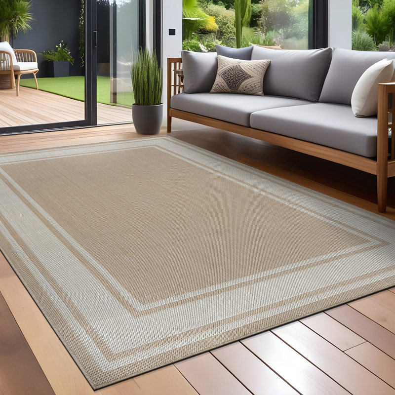 Waikiki Beige Indoor/Outdoor Rug, Rectangle 6' x 9'
