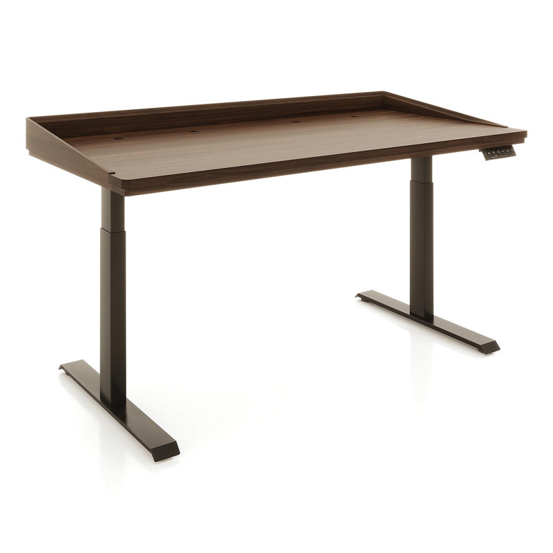 Odin Home Office Solid Wood Standing Desk, Natural Walnut, Black, 51" H x 60" W x 30" D