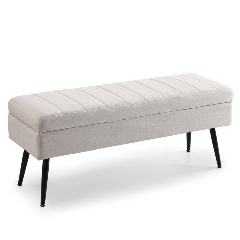 Vondale Upholstered Storage Bench, Cream
