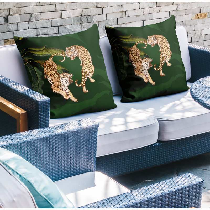 Housse et insert de coussin carré intérieur / extérieur , L 15 po x H 15 po, Vert