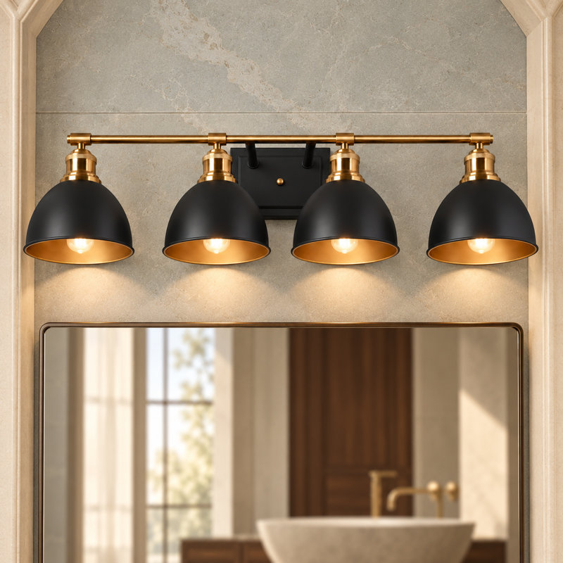 Altino 4-Light Dimmable Metal Dome Linear Bathroom Vanity Light, 4
