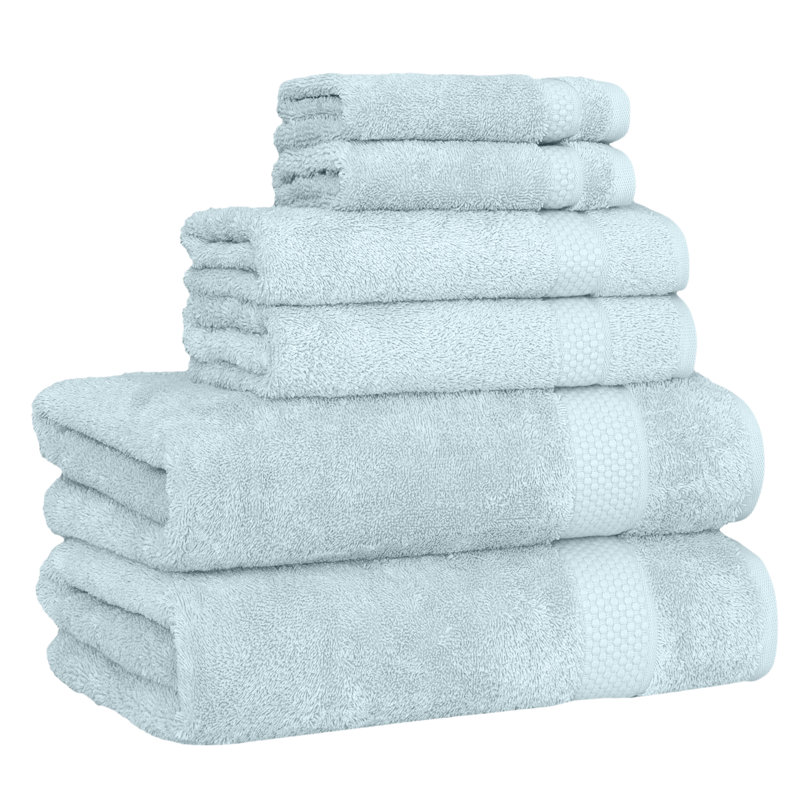 STARLIGHT 6 Piece Turkish Cotton Towel Set, Light Blue