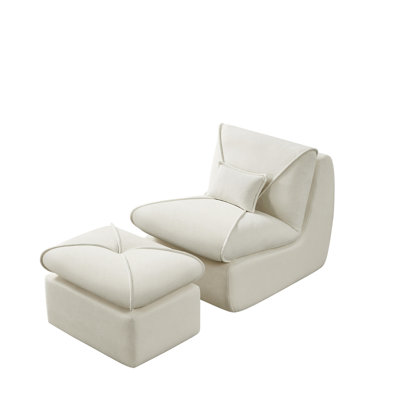 Moderne compressé avec - tissu en chenille doux, siège en mousse haute densité beige, pour les espaces de vie compacts Revêtement en tissu beige, appartements