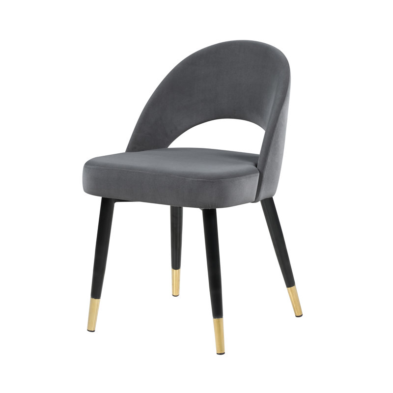 Chaise d'appoint rembourrée en velours Fitts, Gris
