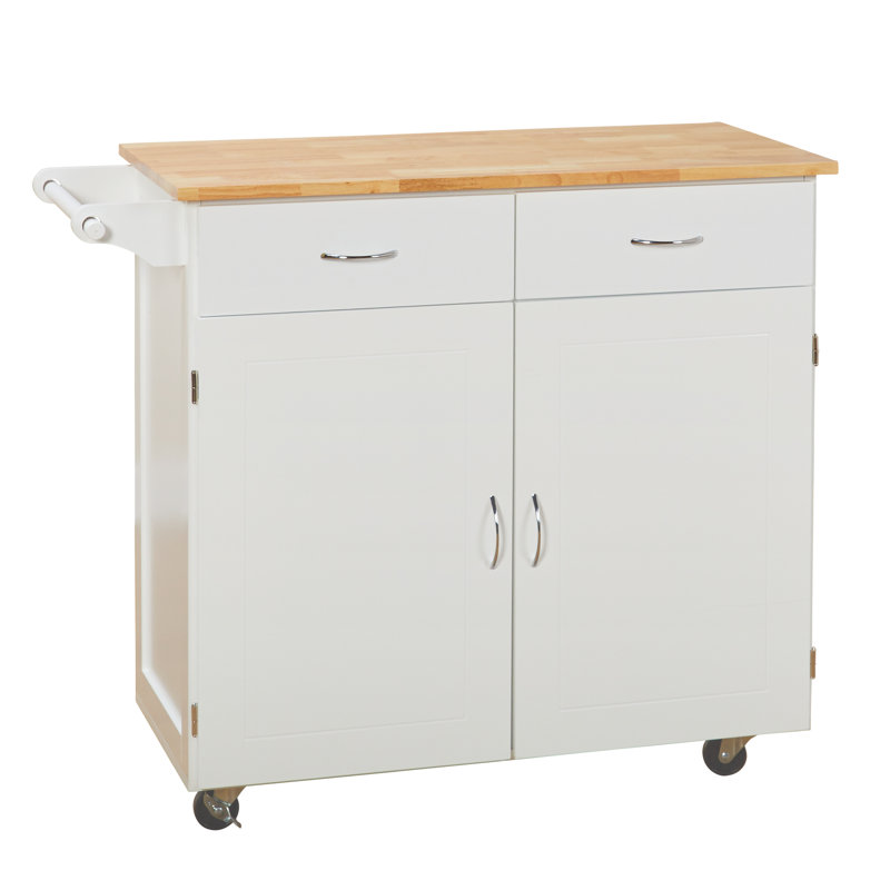 Sammons Solid Wood Top Kitchen Island, White