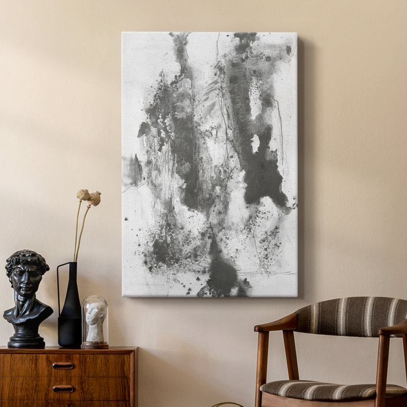 Graphite Abstract III -Custom Wrapped Gallery Cavas, 48" H x 32" W