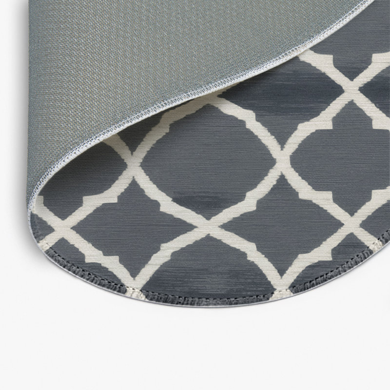 Tapis gris intérieur et extérieur Trellis, Rond 5 pi