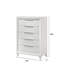 Contemporary White Textured Finish 5-Drawer Tall Chest, Solid Wood Bedroom Storage Furniture